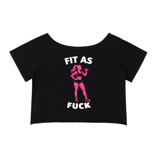 Fit As Fuck | Off-Shoulder Crop Tee | BLACK
