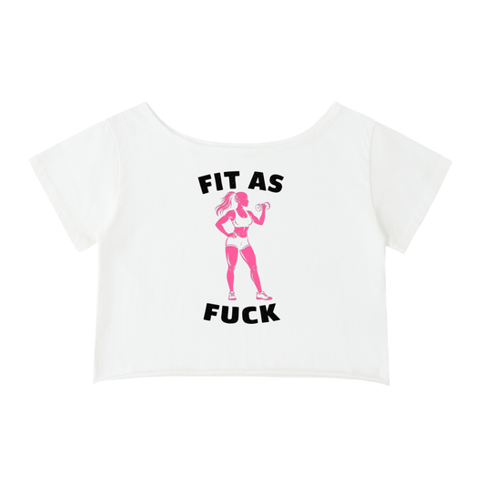 Fit As Fuck | Off-Shoulder Crop Tee | WHITE