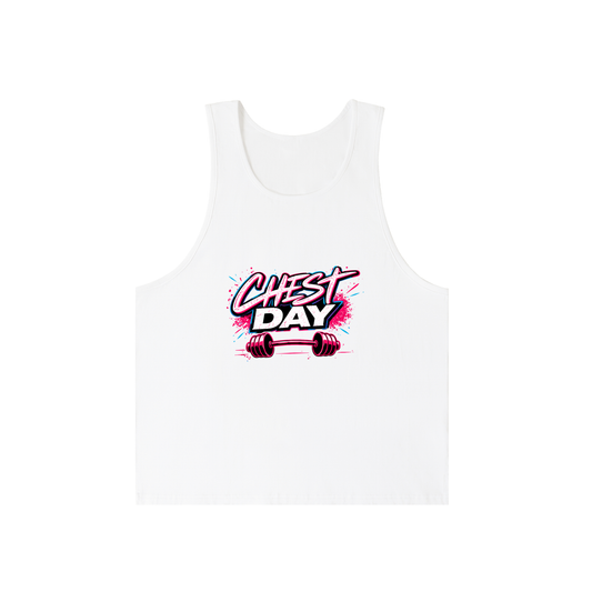 OVERSIZED! White Chest Day Vest | Unisex Loose Gym Vest