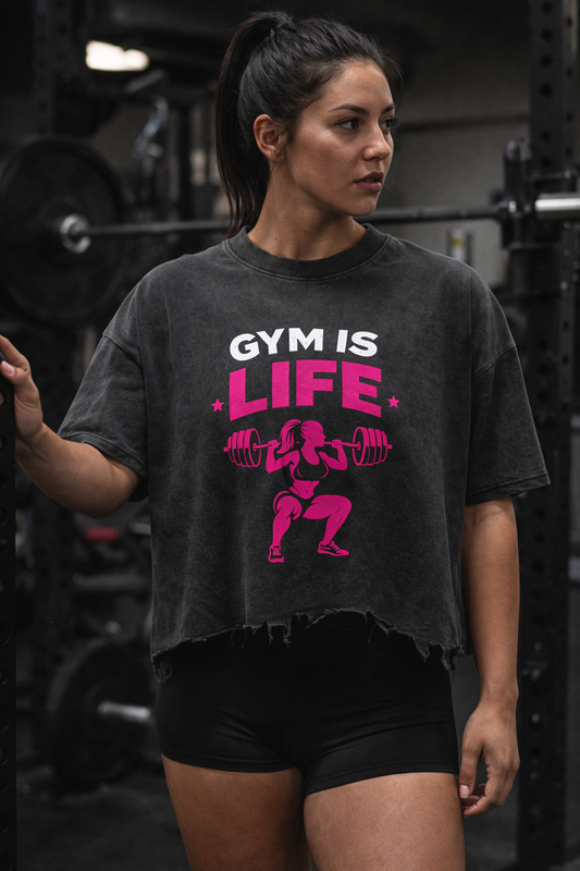 GYM IS LIFE Vintage Crop T-Shirt